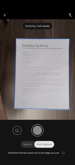 OneFaxNow mobile app document scanner